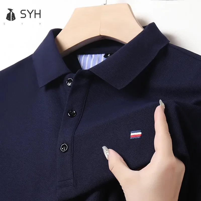 Camisa polo casual masculina, respirável e confortável, top bordado Sucesso